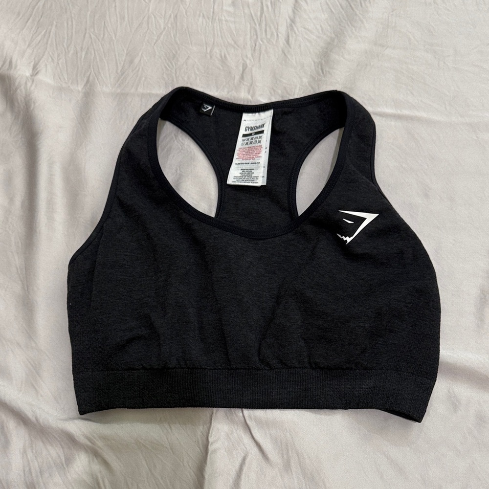 Gymshark Black Seamless Racerback Sports Bra with Logo